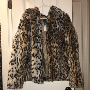 Cheetah faux fur coat, size 2XL - last price drop